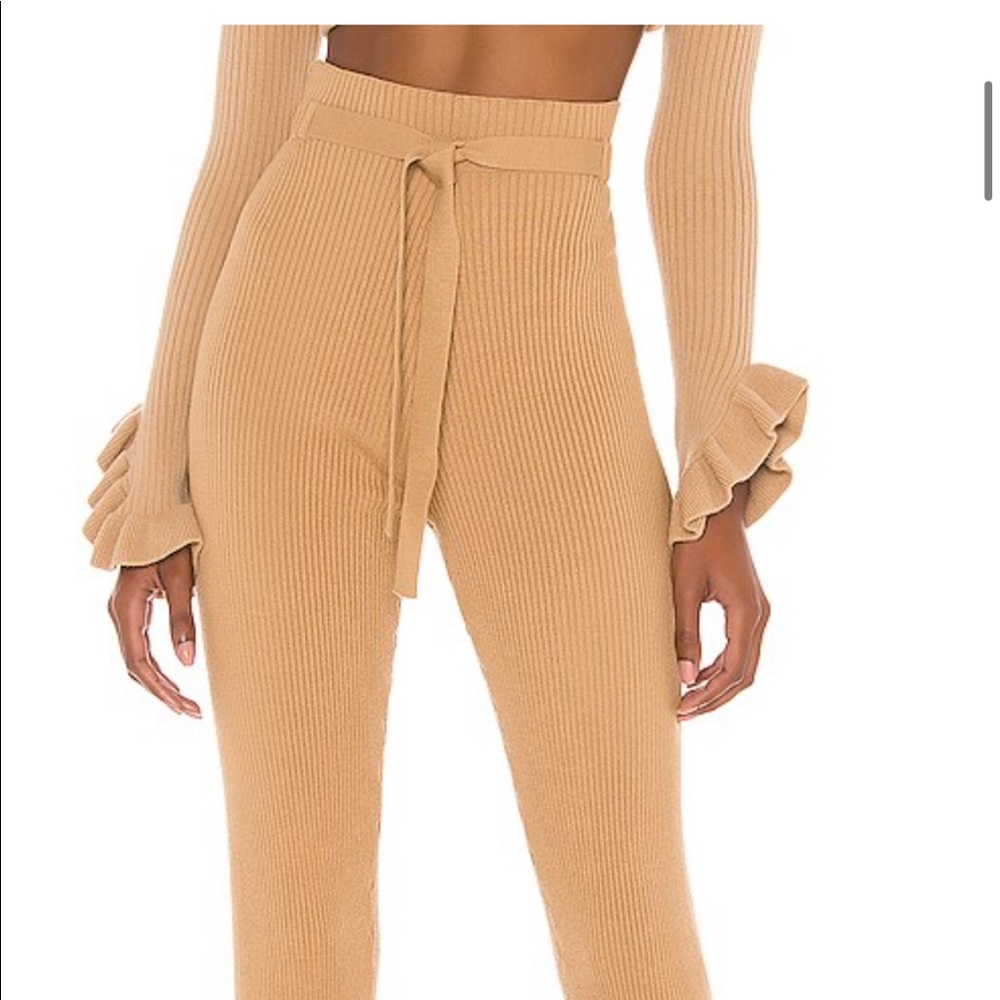 LPA Tan Ribbed Knit Trousers